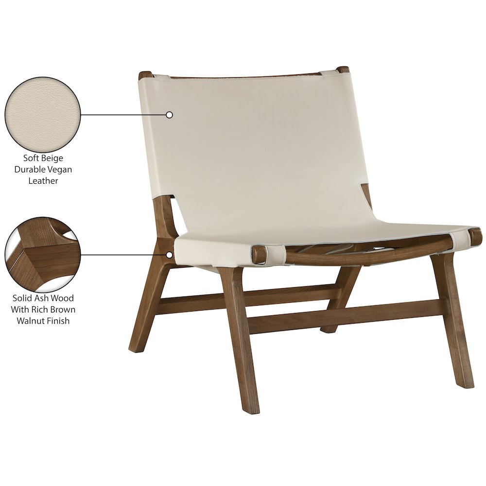 Rawlins Beige Vegan Leather Upholstered Accent Chair
