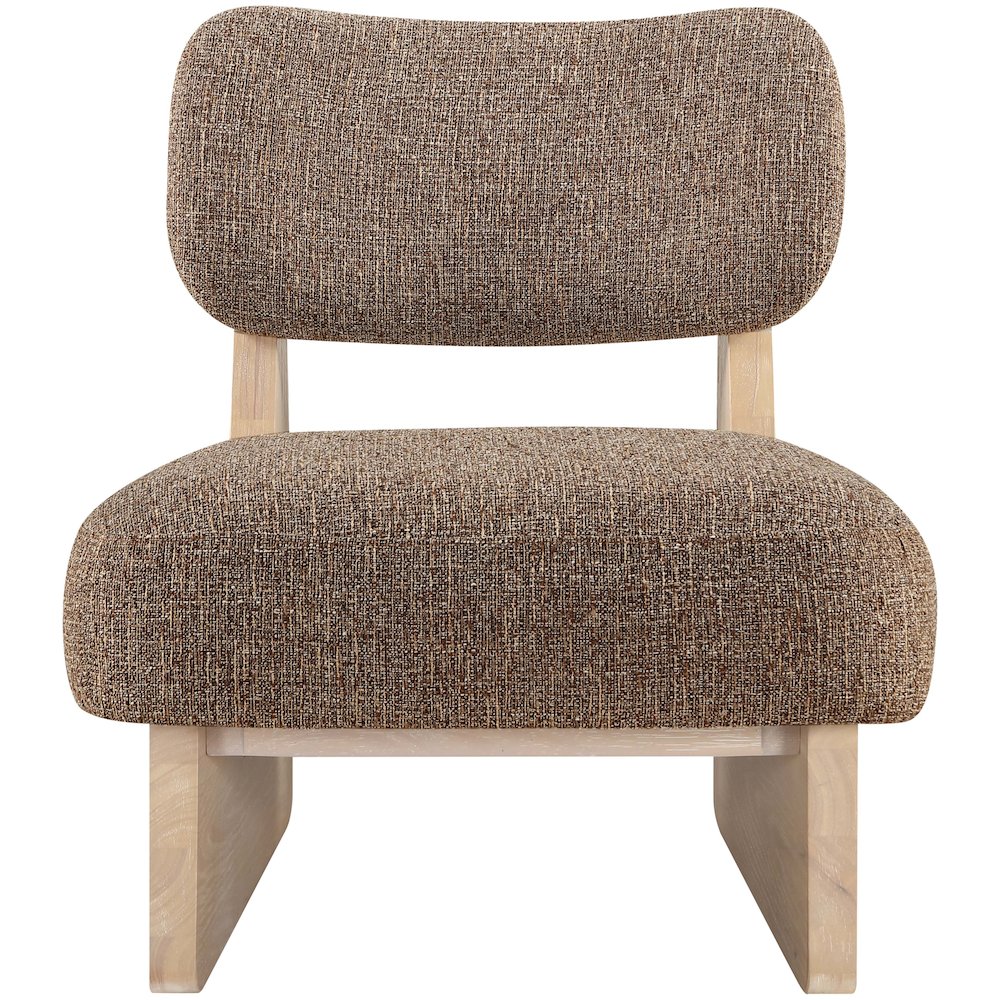 Vetra Brown Linen Textured Fabric Upholstered Accent Chair