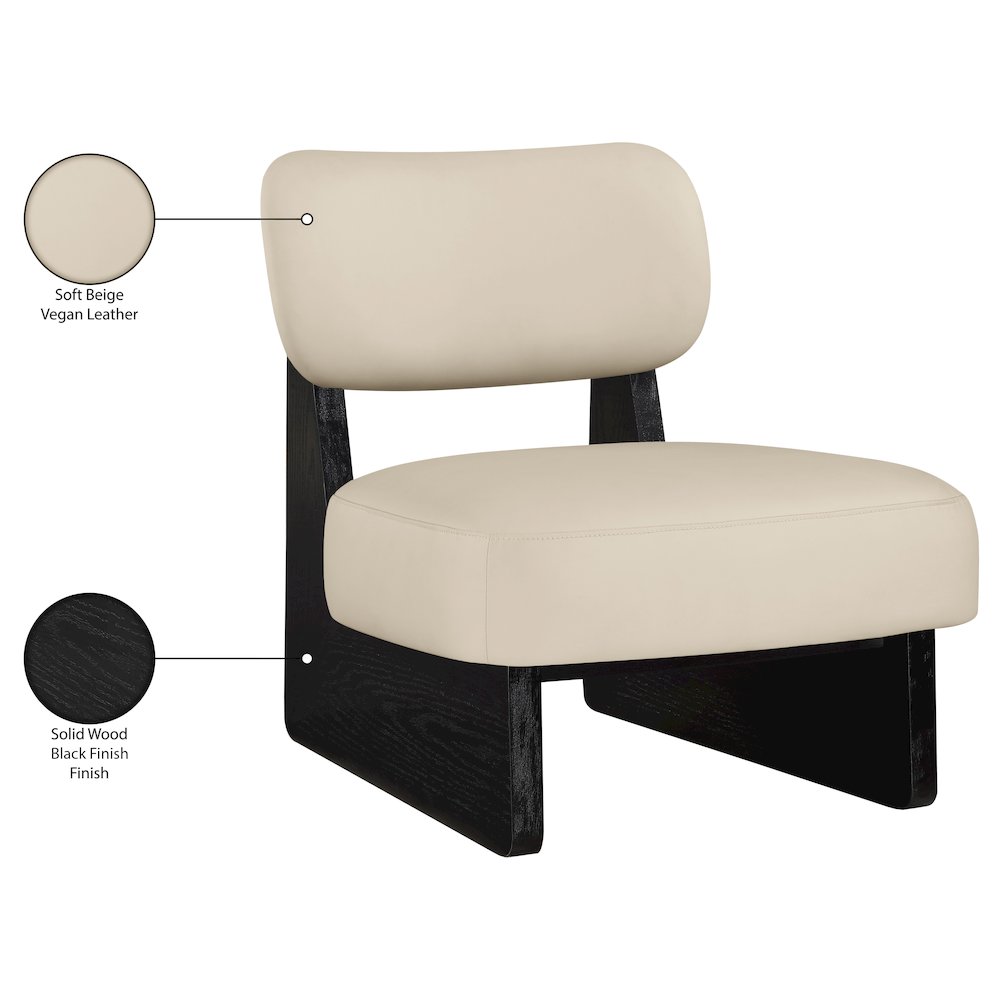 Vetra Beige Vegan Leather Upholstered Accent Chair