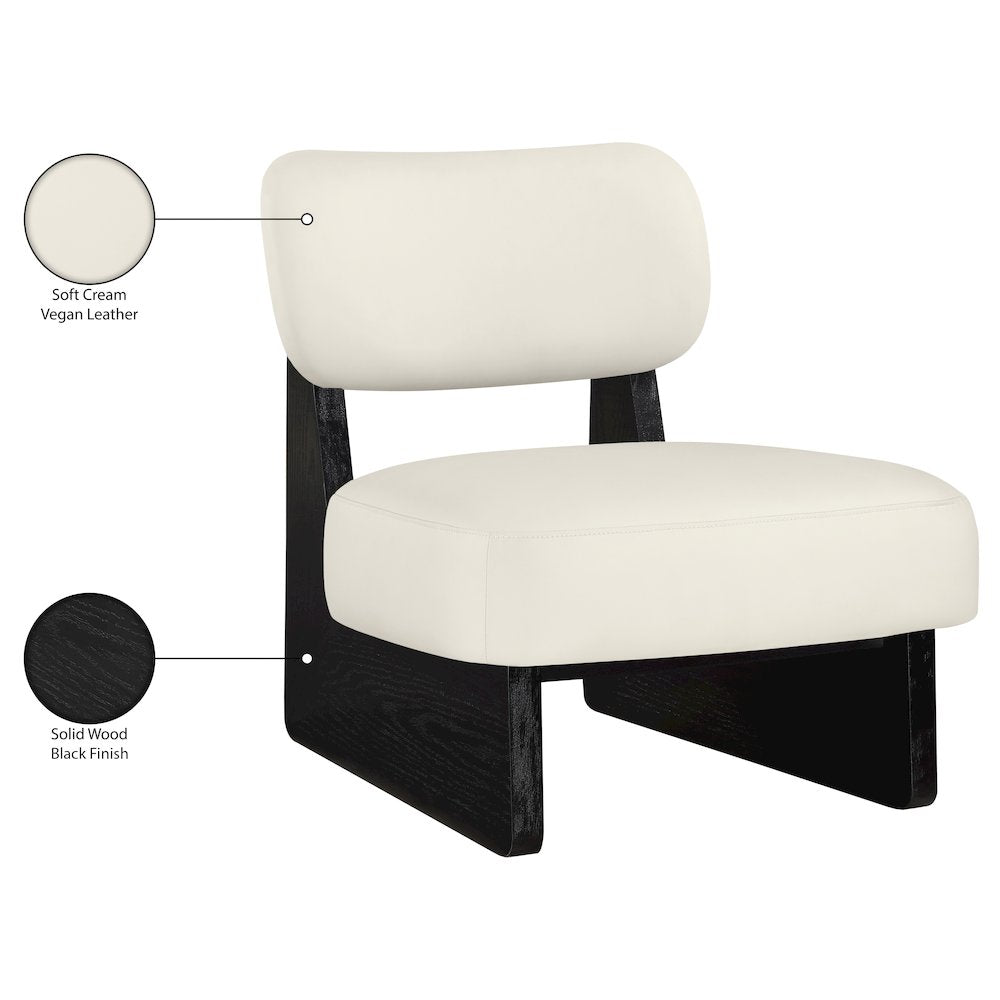 Vetra Cream Vegan Leather Upholstered Accent Chair