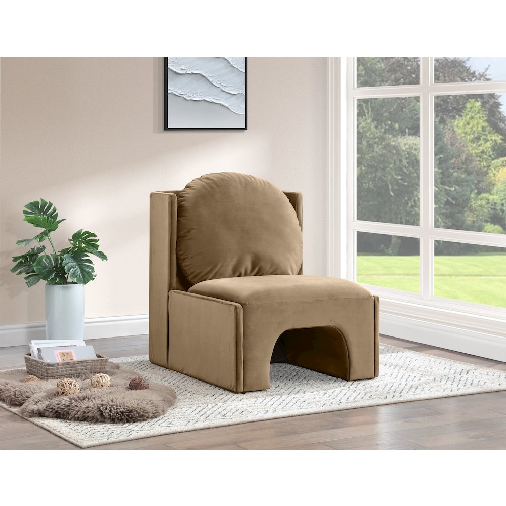 Sigma Beige Velvet Accent Chair