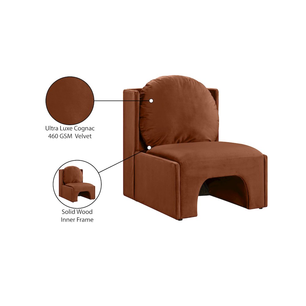 Sigma Cognac Velvet Accent Chair