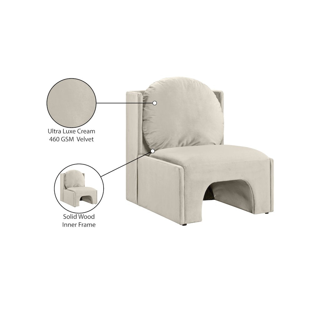 Sigma Cream Velvet Accent Chair