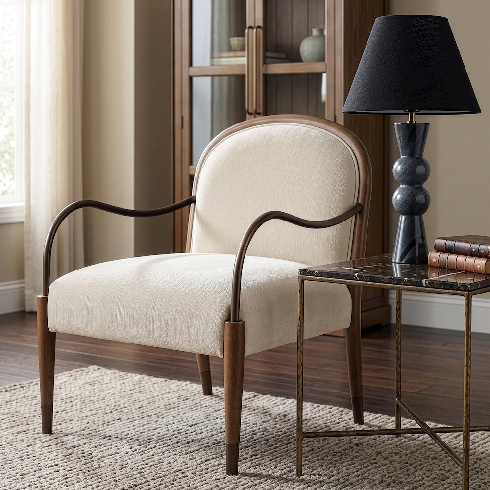 Cambria Cream Performance Fabric Upholstered Accent Chair
