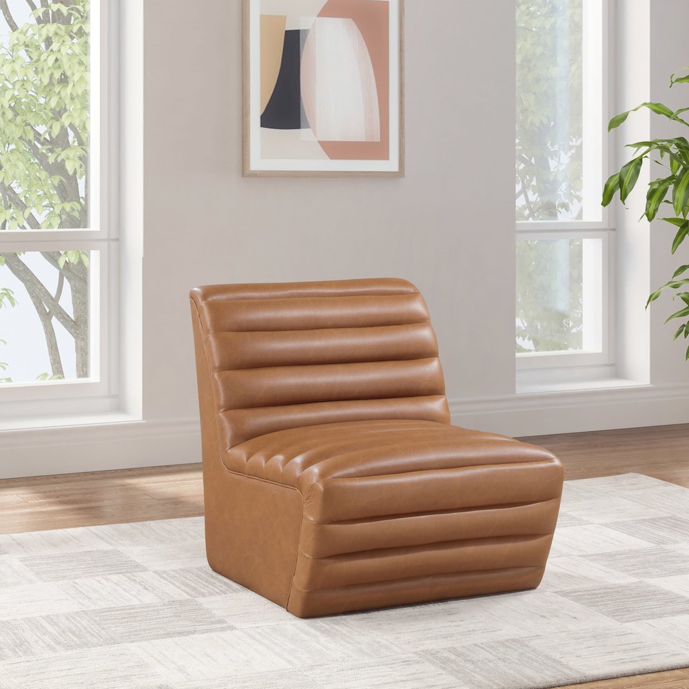 Vega Cognac Vegan Leather Accent Chair