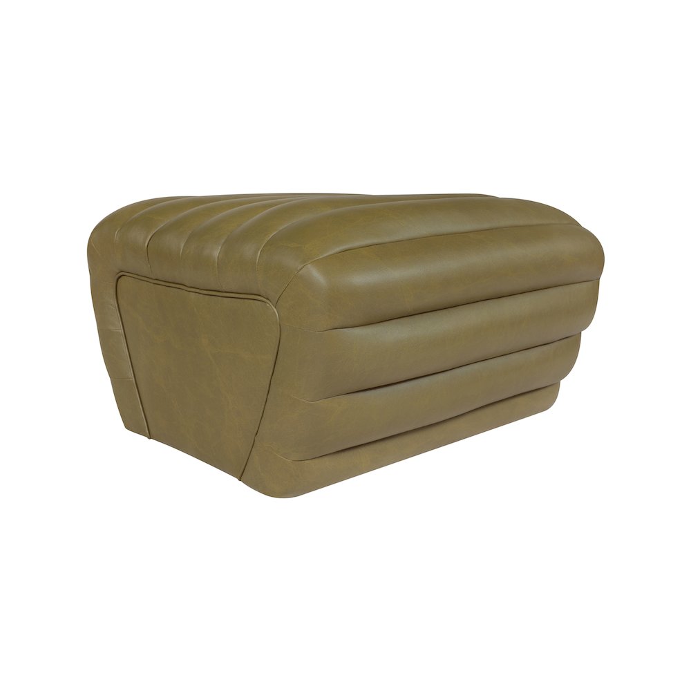 Vega Olive Vegan Leather Ottoman