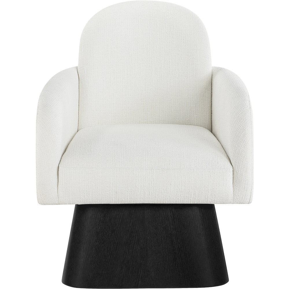 Marlowe Cream Linen Textured Fabric Upholstered Swivel Accent Chair