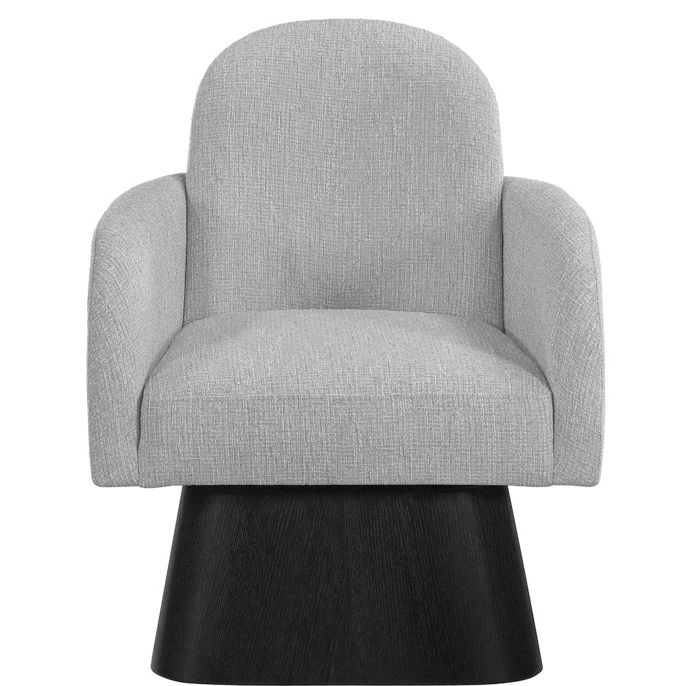Marlowe Grey Linen Textured Fabric Upholstered Swivel Accent Chair