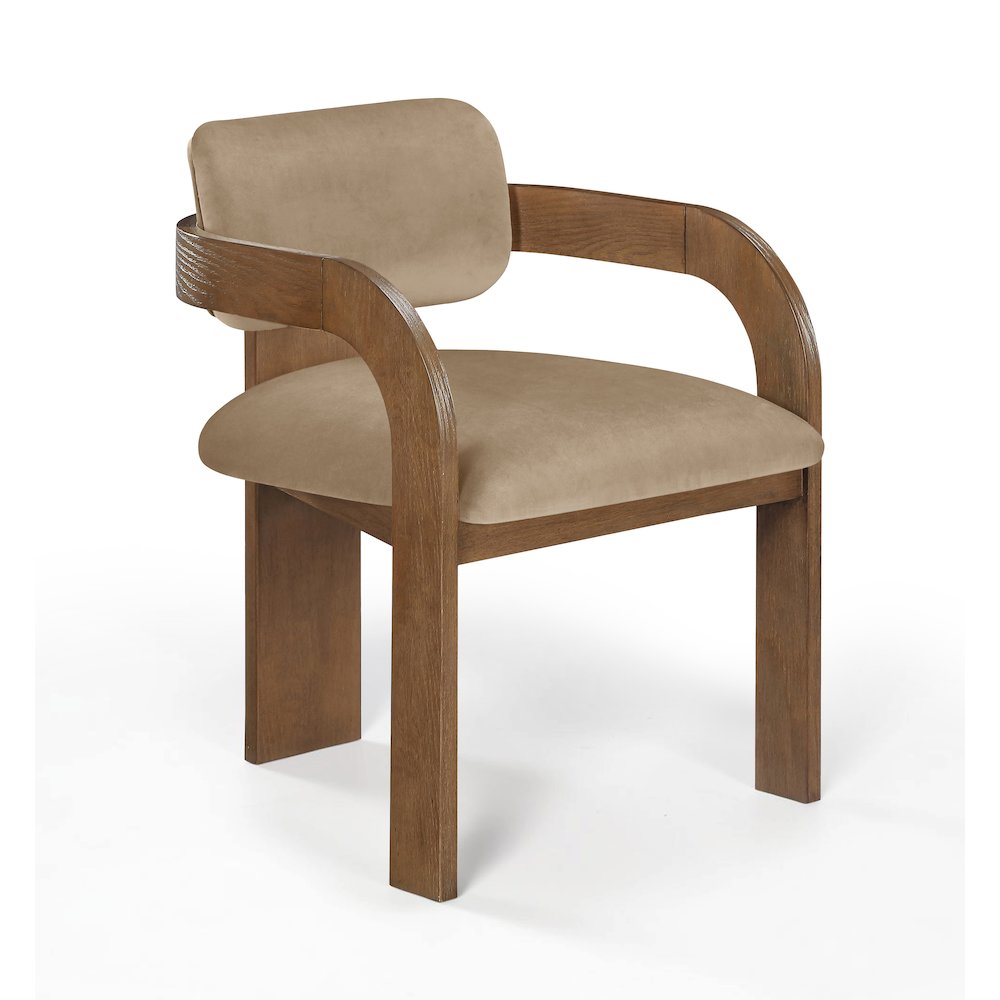 Cedra Beige Velvet Performance Fabric Upholstered Dining Chair, Set of 2