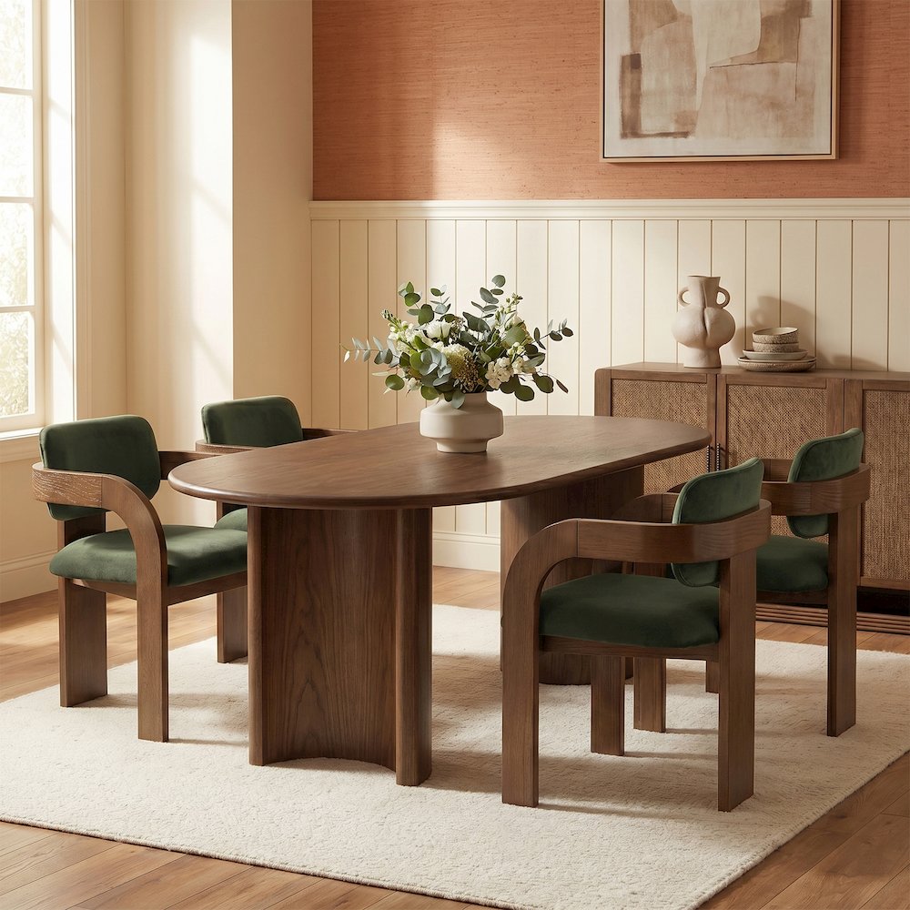 Cedra Green Velvet Performance Fabric Upholstered Dining Chair, Set of 2