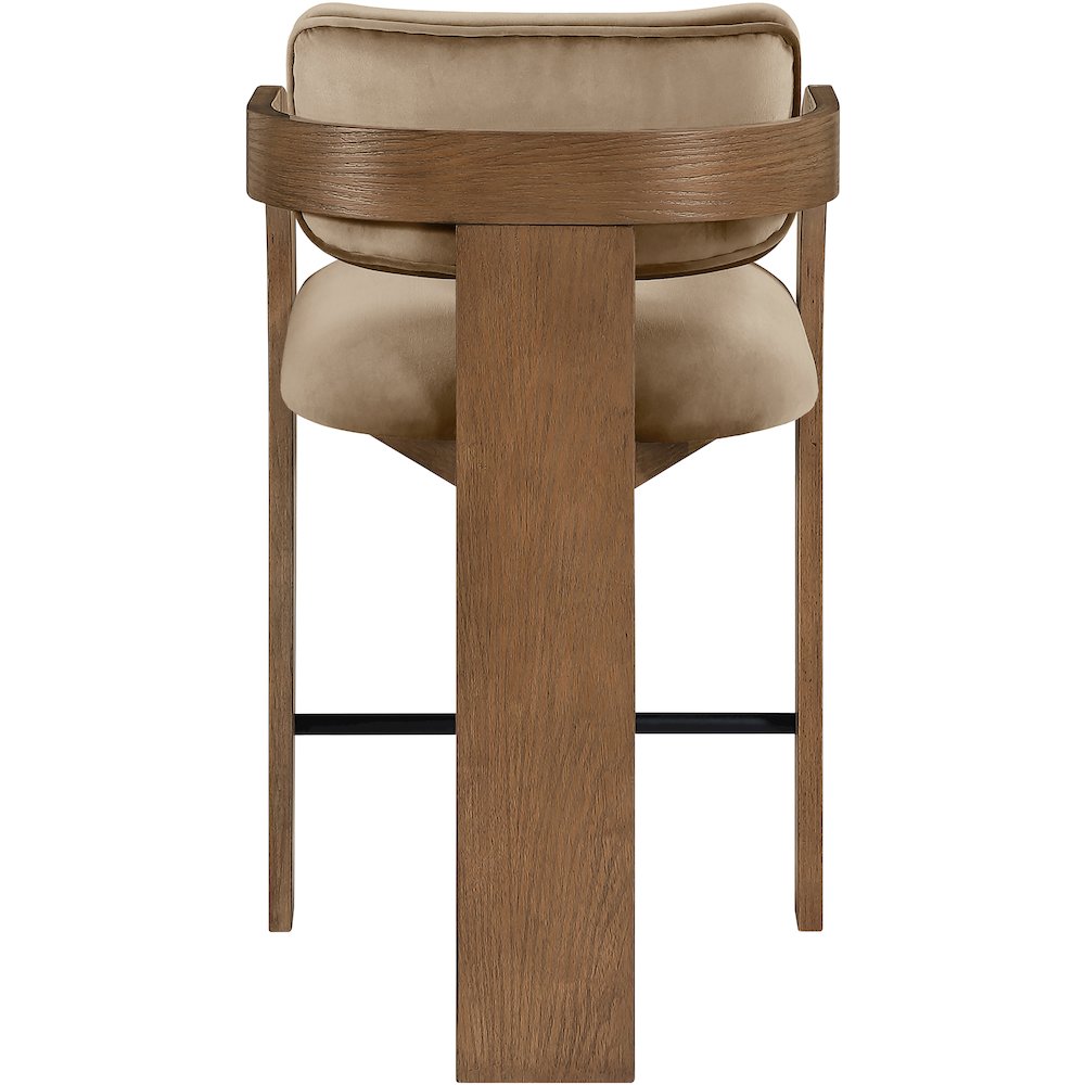 Cedra Beige Velvet Performance Fabric Upholstered Counter Stool
