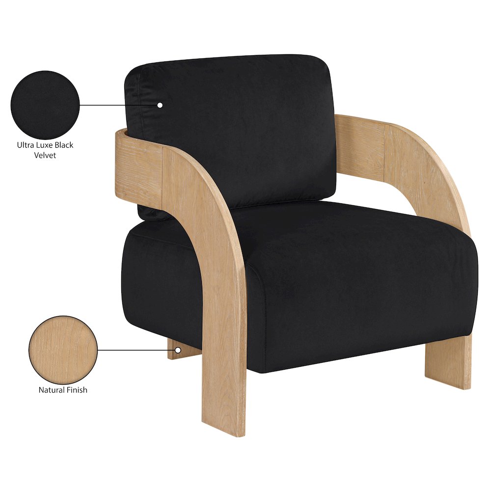 Cedra Black Velvet Performance Fabric Upholstered Accent Chair