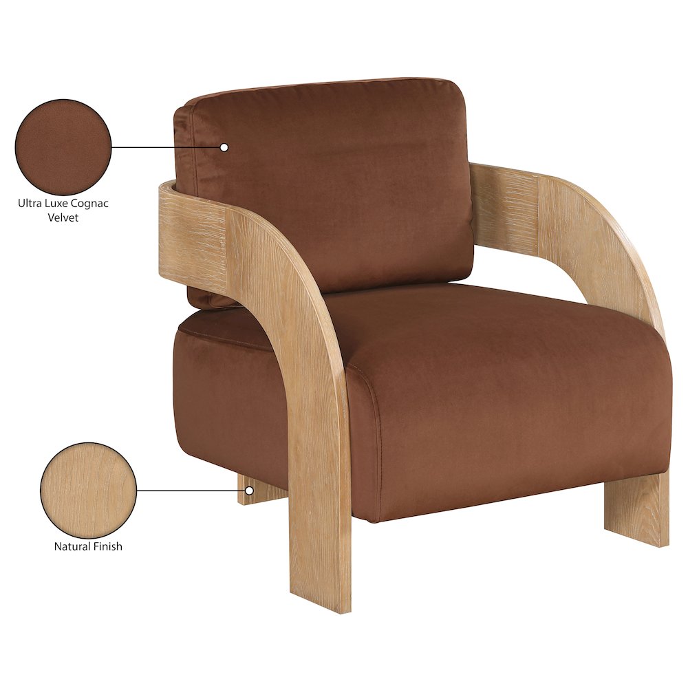 Cedra Cognac Velvet Performance Fabric Upholstered Accent Chair
