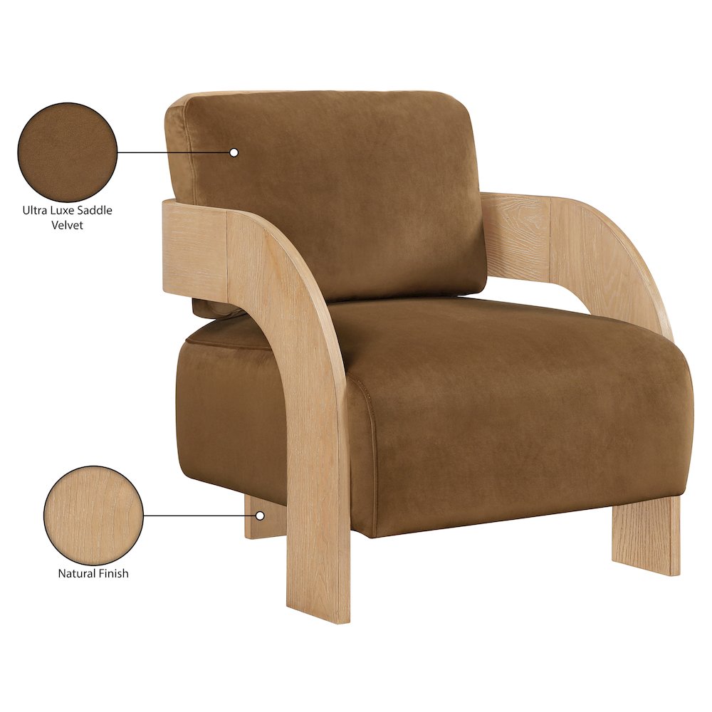Cedra Saddle Velvet Performance Fabric Upholstered Accent Chair