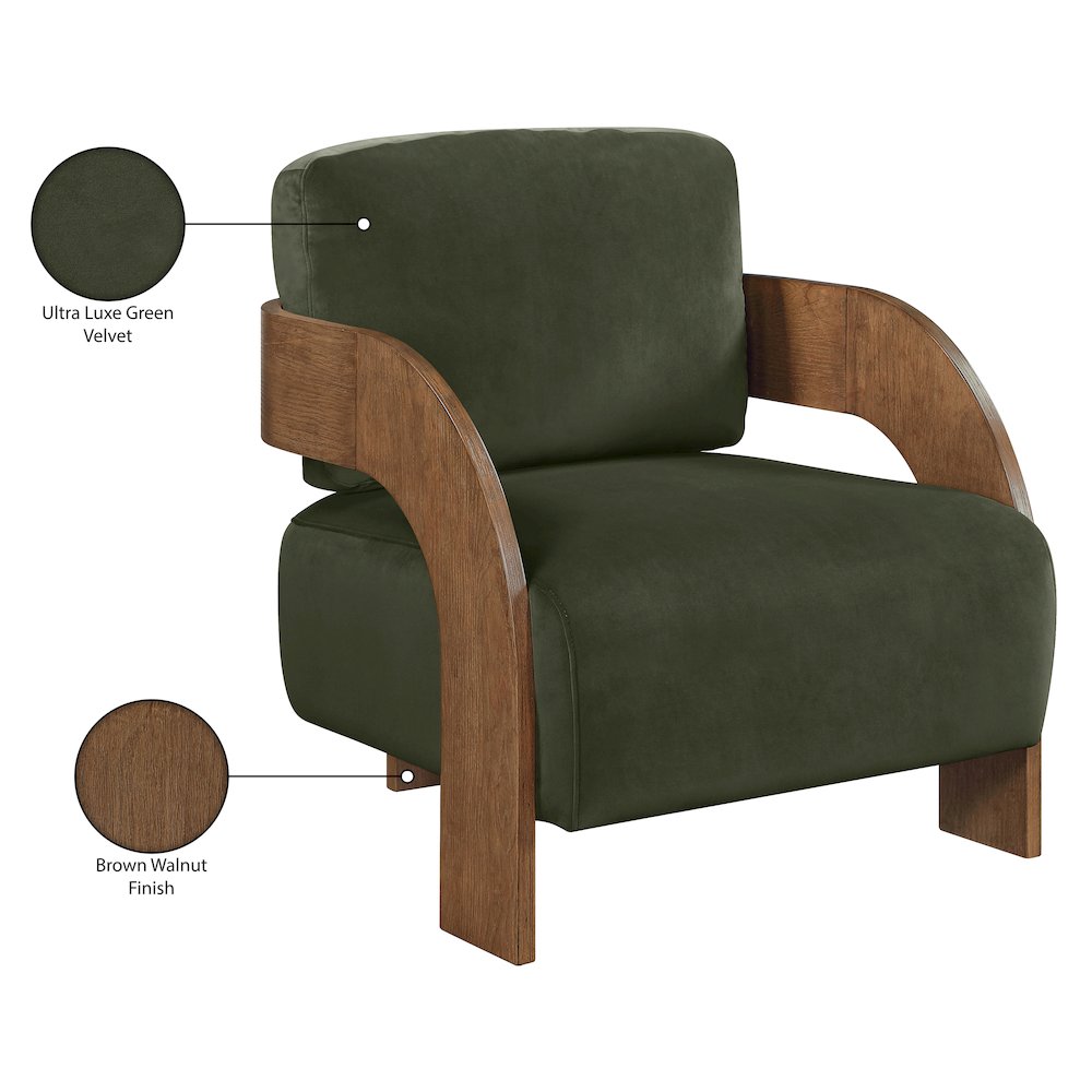 Cedra Green Velvet Performance Fabric Upholstered Accent Chair