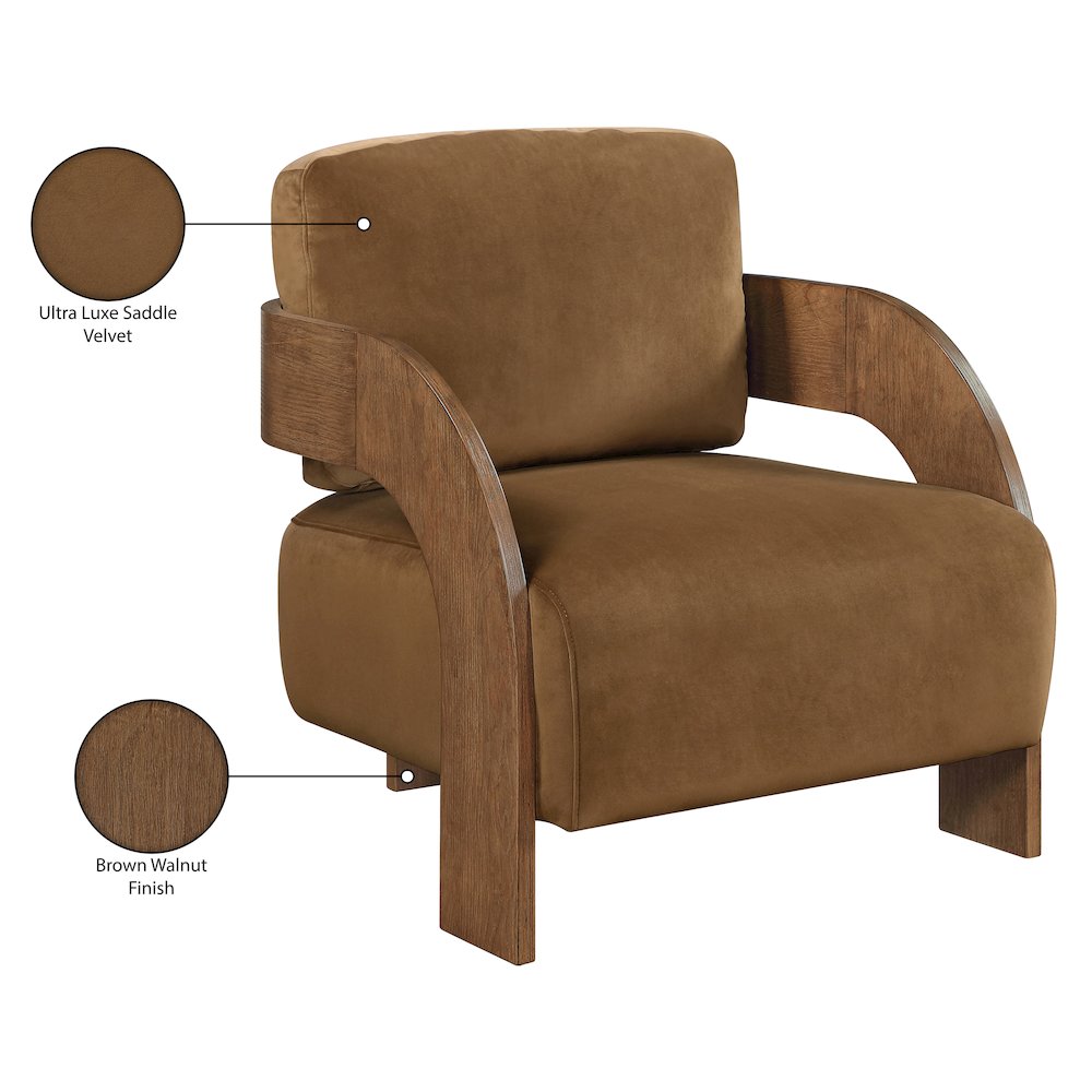 Cedra Saddle Velvet Performance Fabric Upholstered Accent Chair