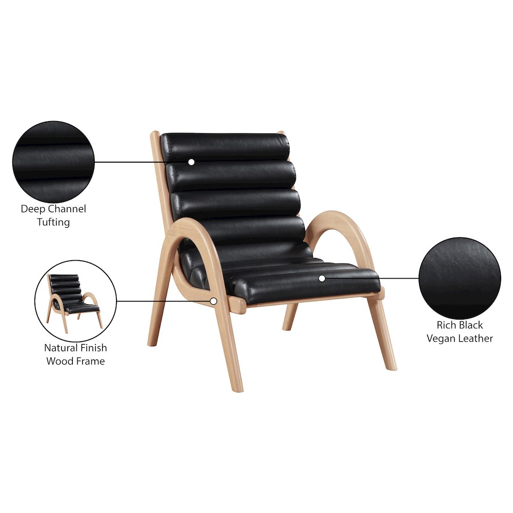 Randal Black Vegan Leather Upholstered Accent Chair