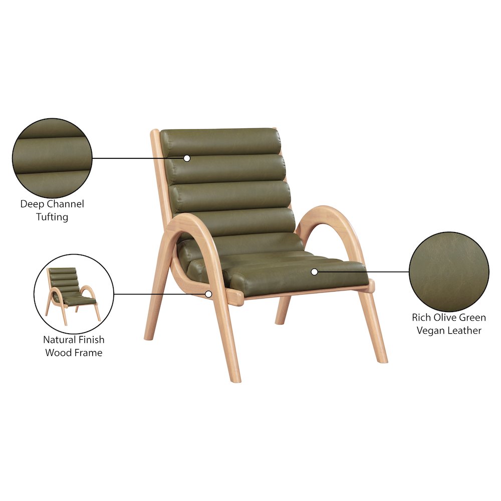 Randal Olive Vegan Leather Upholstered Accent Chair