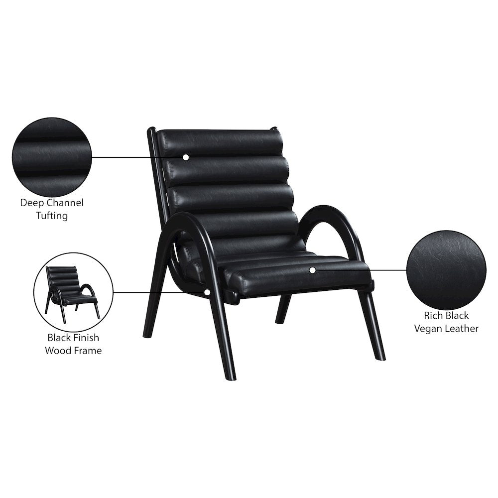 Randal Black Vegan Leather Upholstered Accent Chair