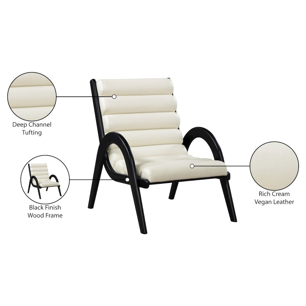 Randal Cream Vegan Leather Upholstered Accent Chair