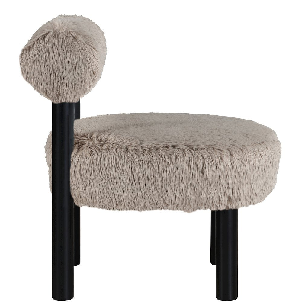 Ambre Beige Vegan Shearling Fabric Upholstered Accent Chair