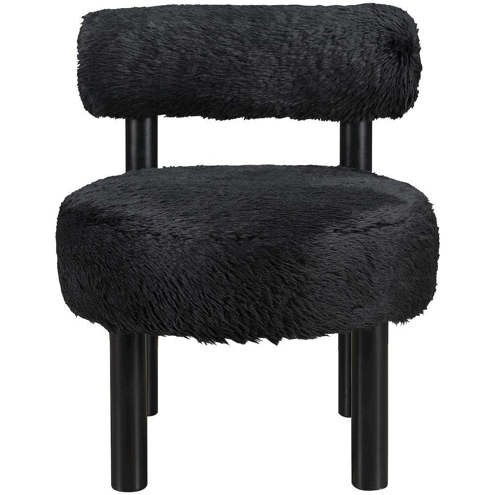 Ambre Black Vegan Shearling Fabric Upholstered Accent Chair