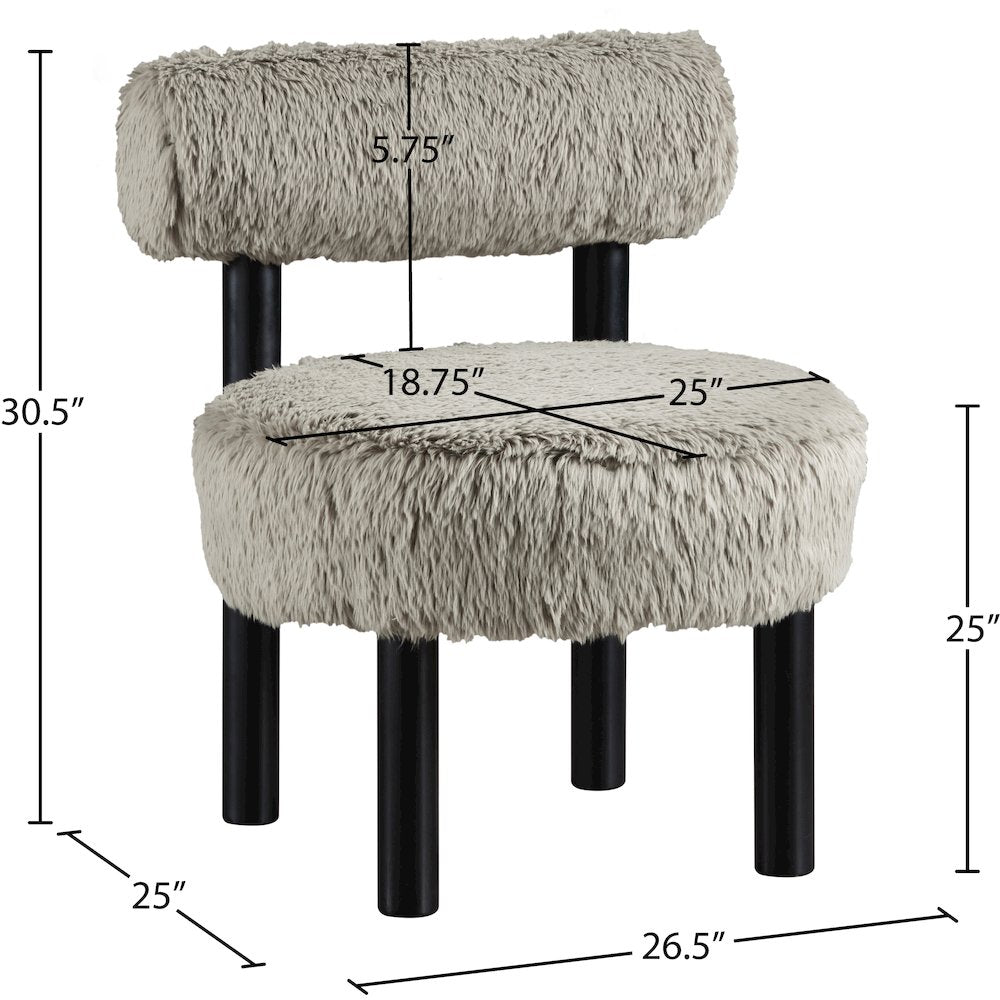 Ambre Taupe Vegan Shearling Fabric Upholstered Accent Chair