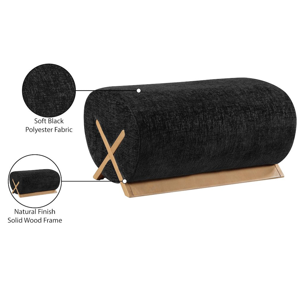 Akira Black Fabric Upholstered Ottoman