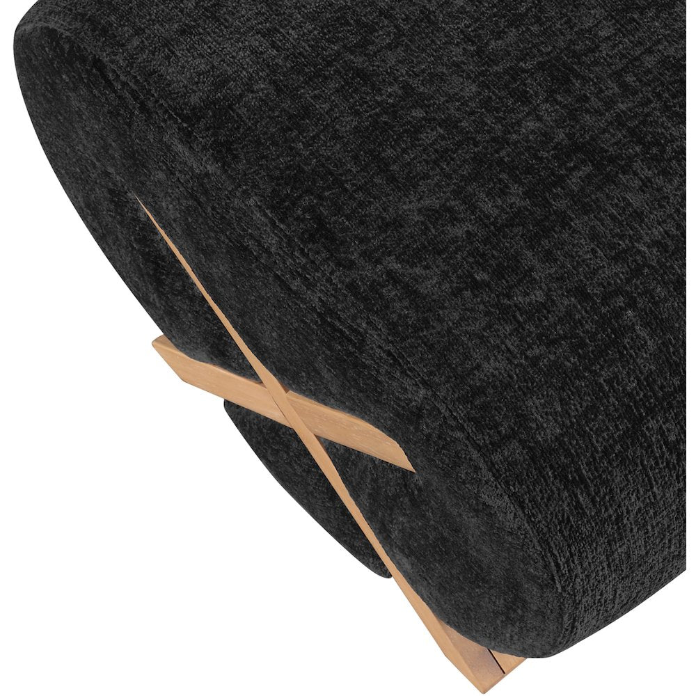 Akira Black Fabric Upholstered Ottoman