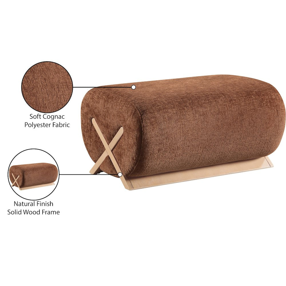 Akira Cognac Fabric Upholstered Ottoman