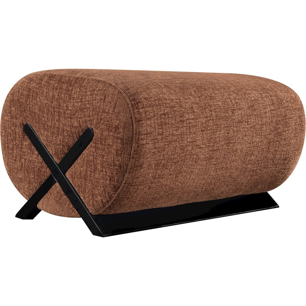 Akira Cognac Fabric Upholstered Ottoman
