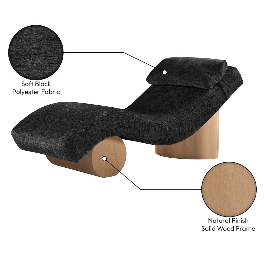 Marcella Black Fabric Upholstered Chaise Lounge