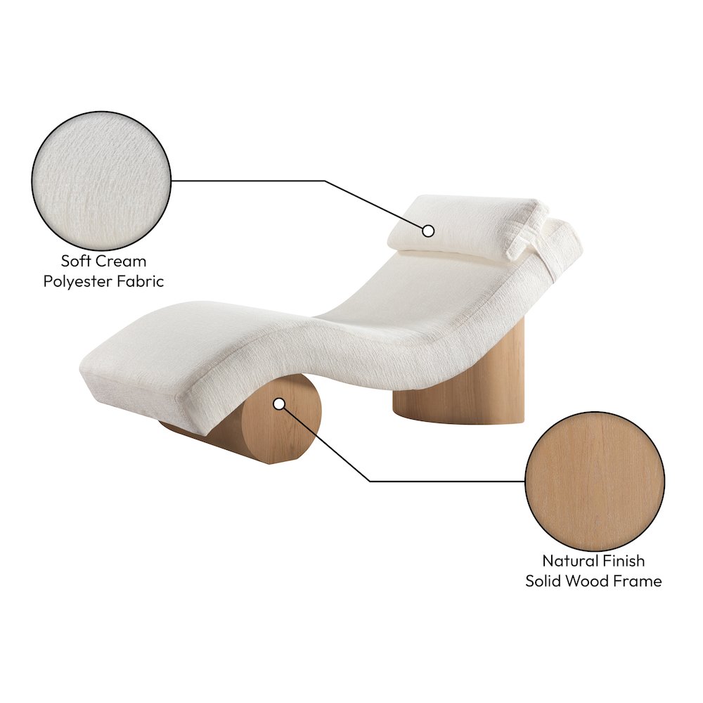Marcella Cream Fabric Upholstered Chaise Lounge