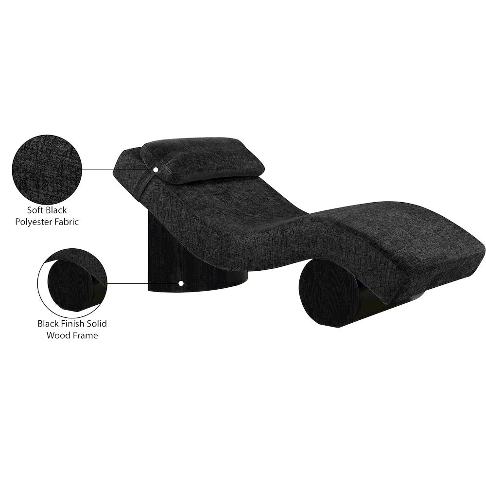 Marcella Black Fabric Upholstered Chaise Lounge