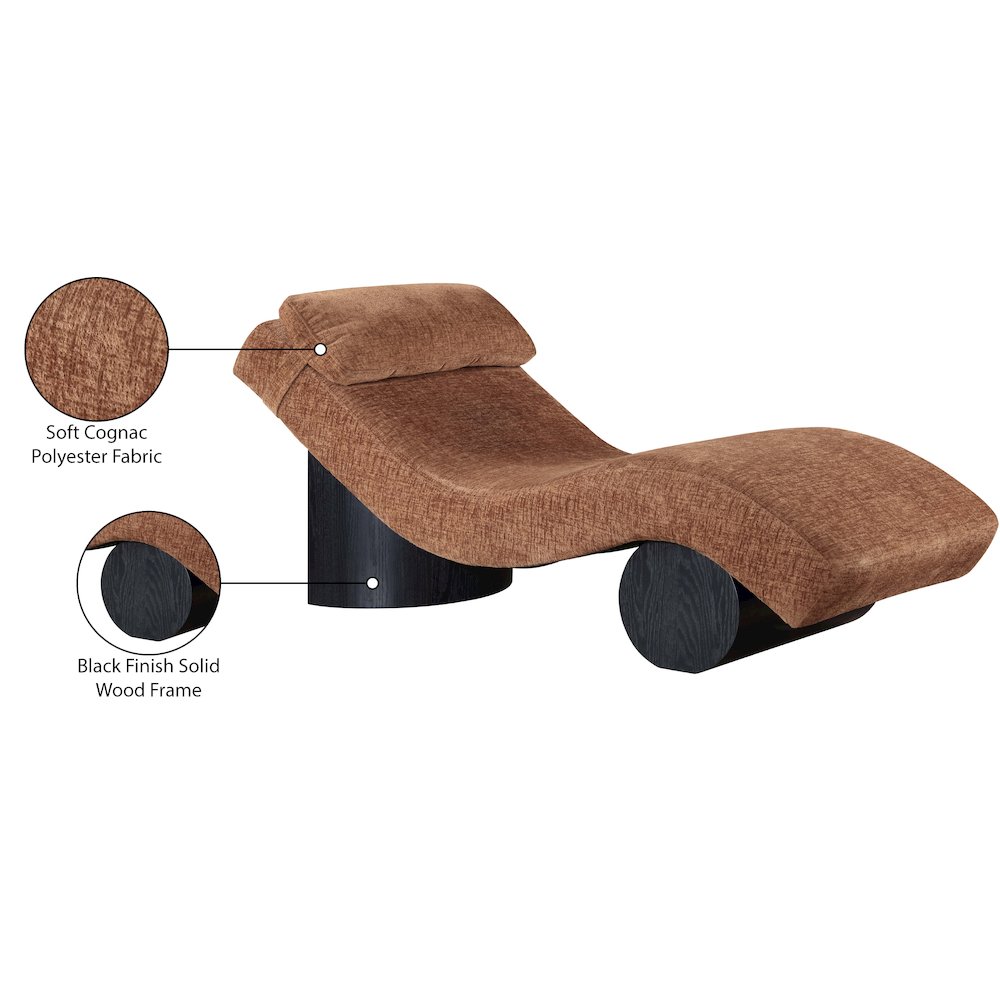 Marcella Cognac Fabric Upholstered Chaise Lounge