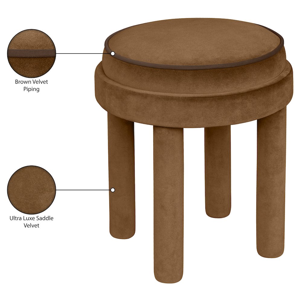Velin Saddle Velvet Upholstered Ottoman / Stool