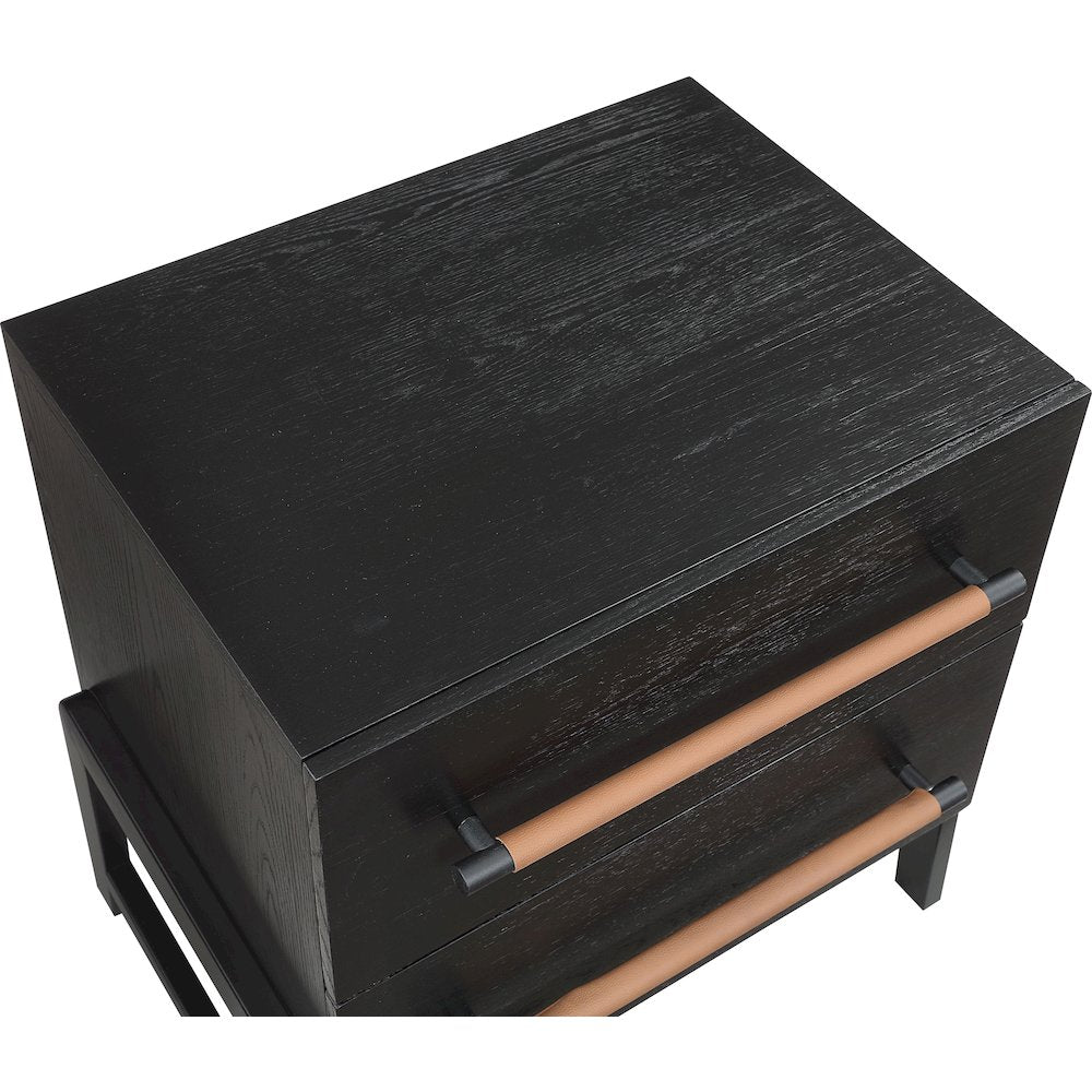 Kaya Black Vegan Leather Night Stand