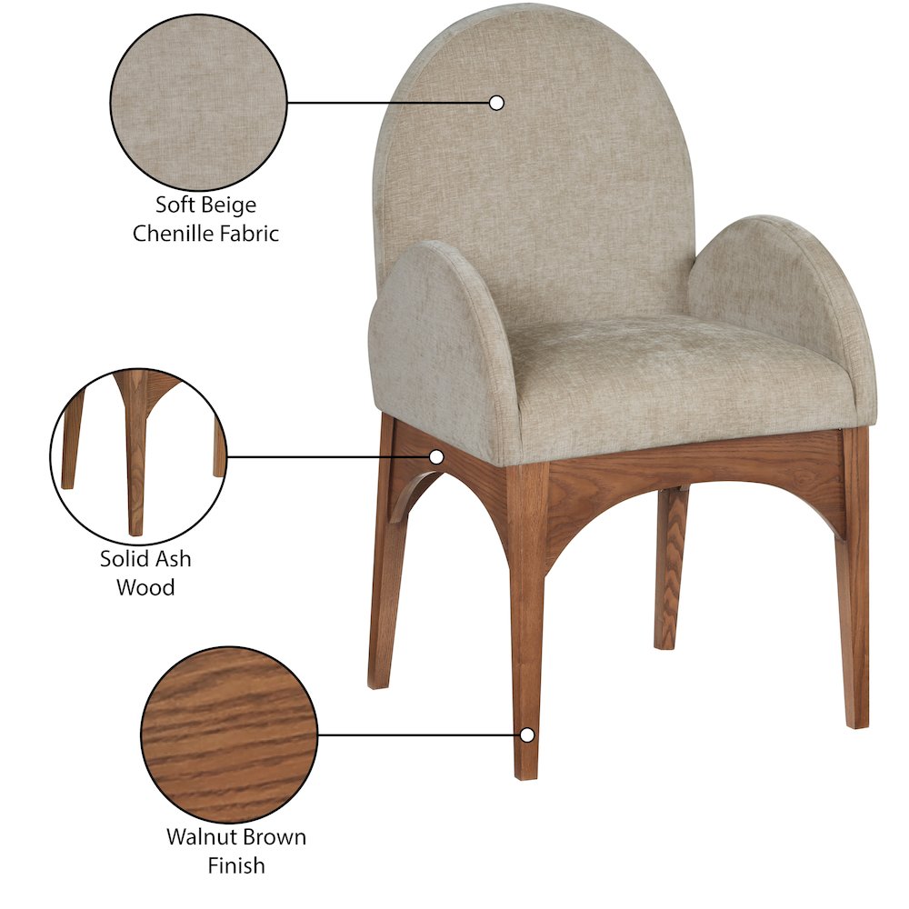 Waldorf Beige Chenille Fabric Dining Chair