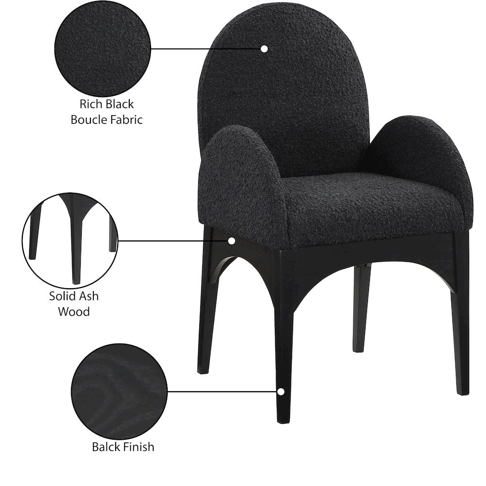 Waldorf Black Boucle Fabric Dining Chair