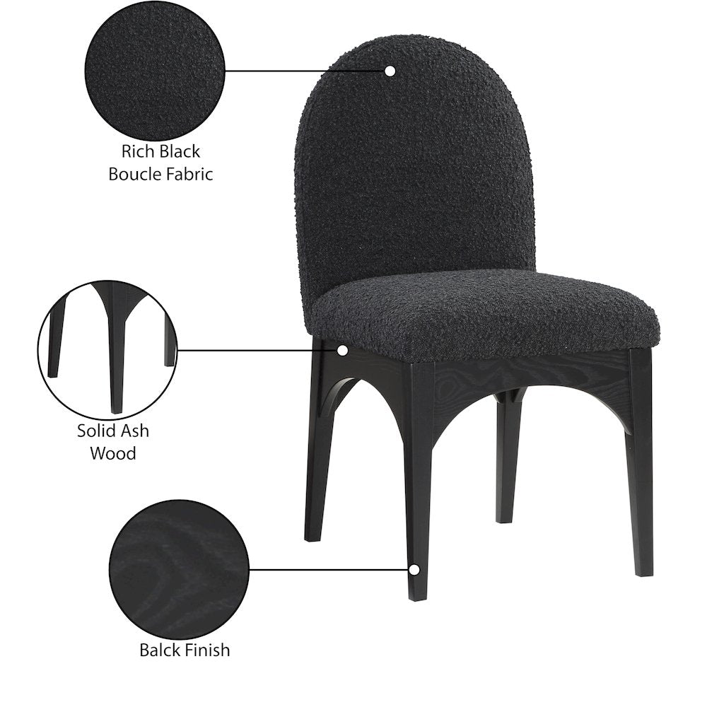 Waldorf Black Boucle Fabric Dining Chair