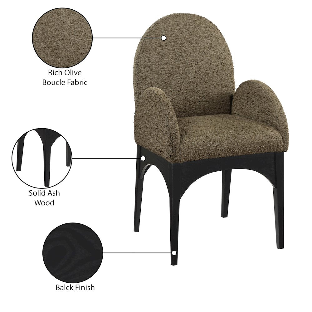 Waldorf Olive Boucle Fabric Dining Chair