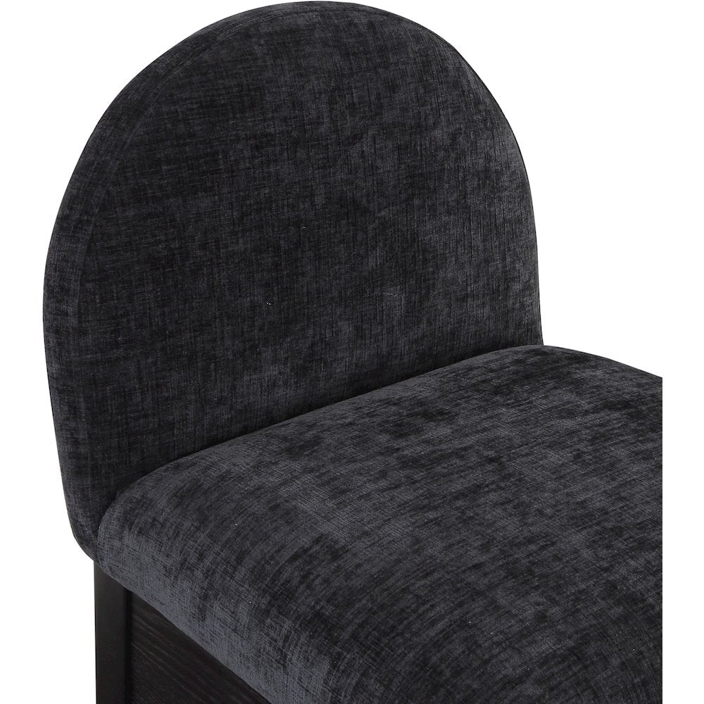 Waldorf Black Chenille Fabric Stool