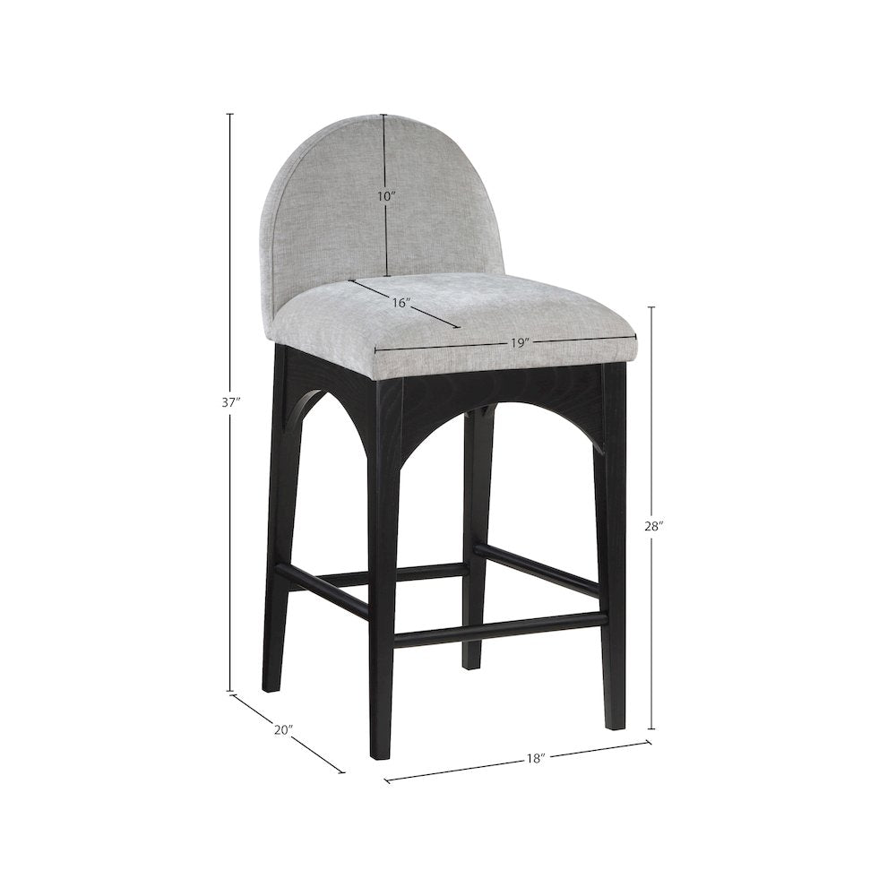 Waldorf Grey Chenille Fabric Stool