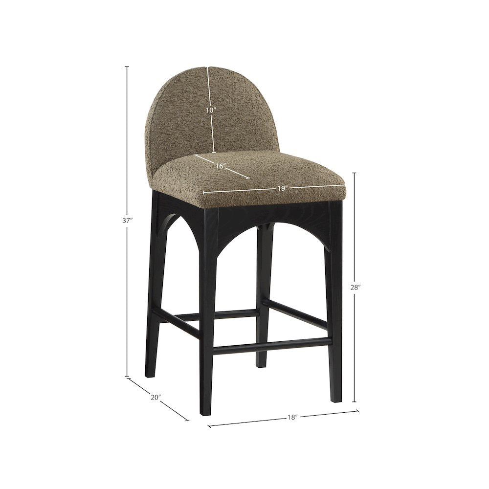 Waldorf Olive Boucle Fabric Stool