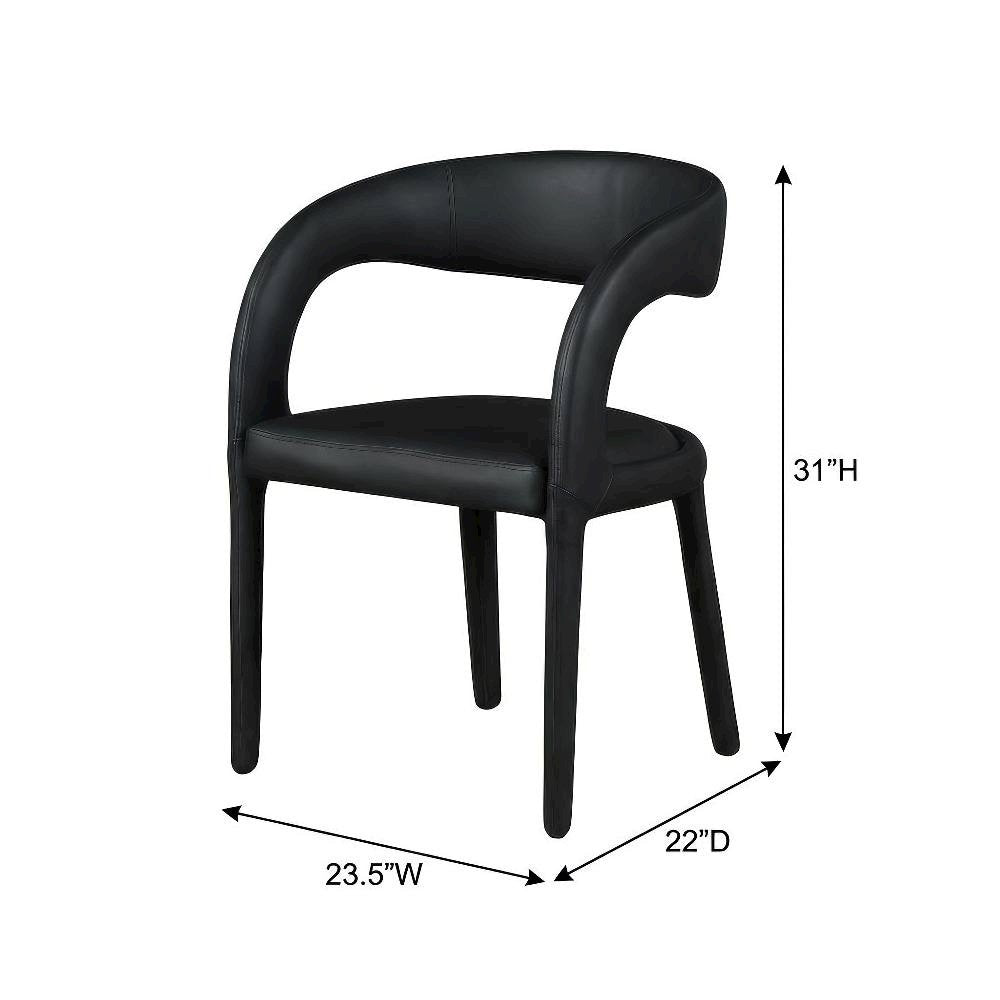 Black Vegan Leather Dining Chair Contemporary Style Comfortable Seat