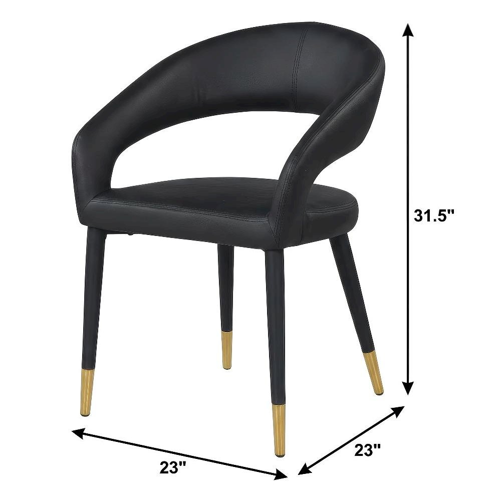 Gold Vegan Leather Dining Chair with Armrests and Contemporary Design