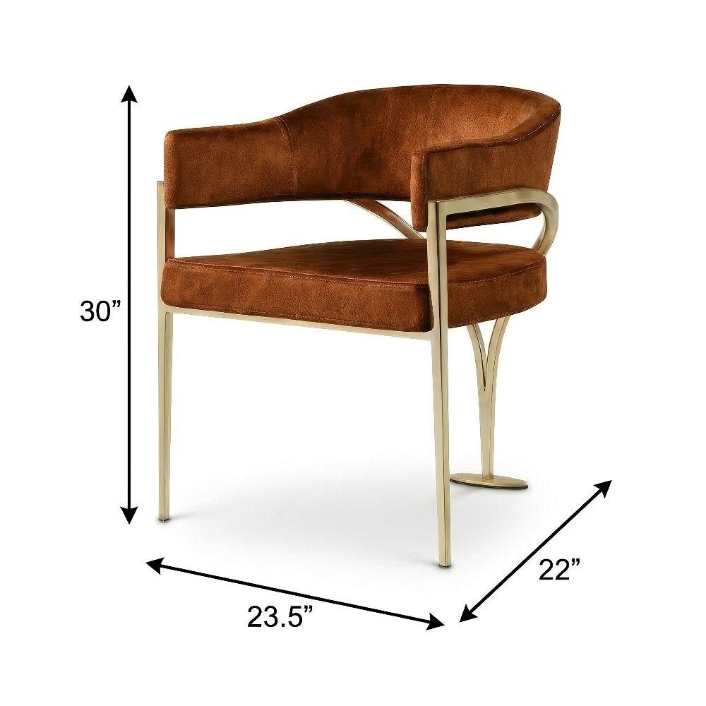 Gold Velvet Dining Chairs Set of 2 with Armrests and Contemporary Design