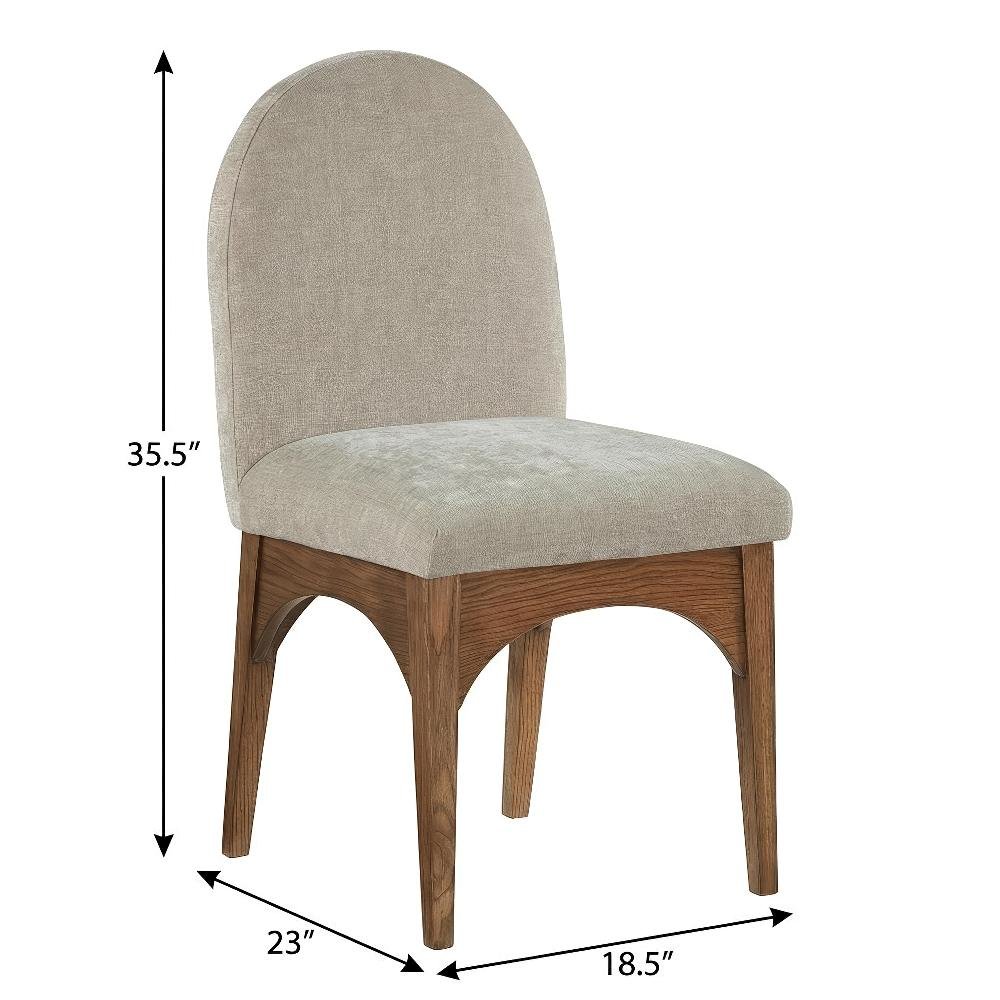 Walnut Dining Chair with Beige Chenille Upholstery and Art Deco Style