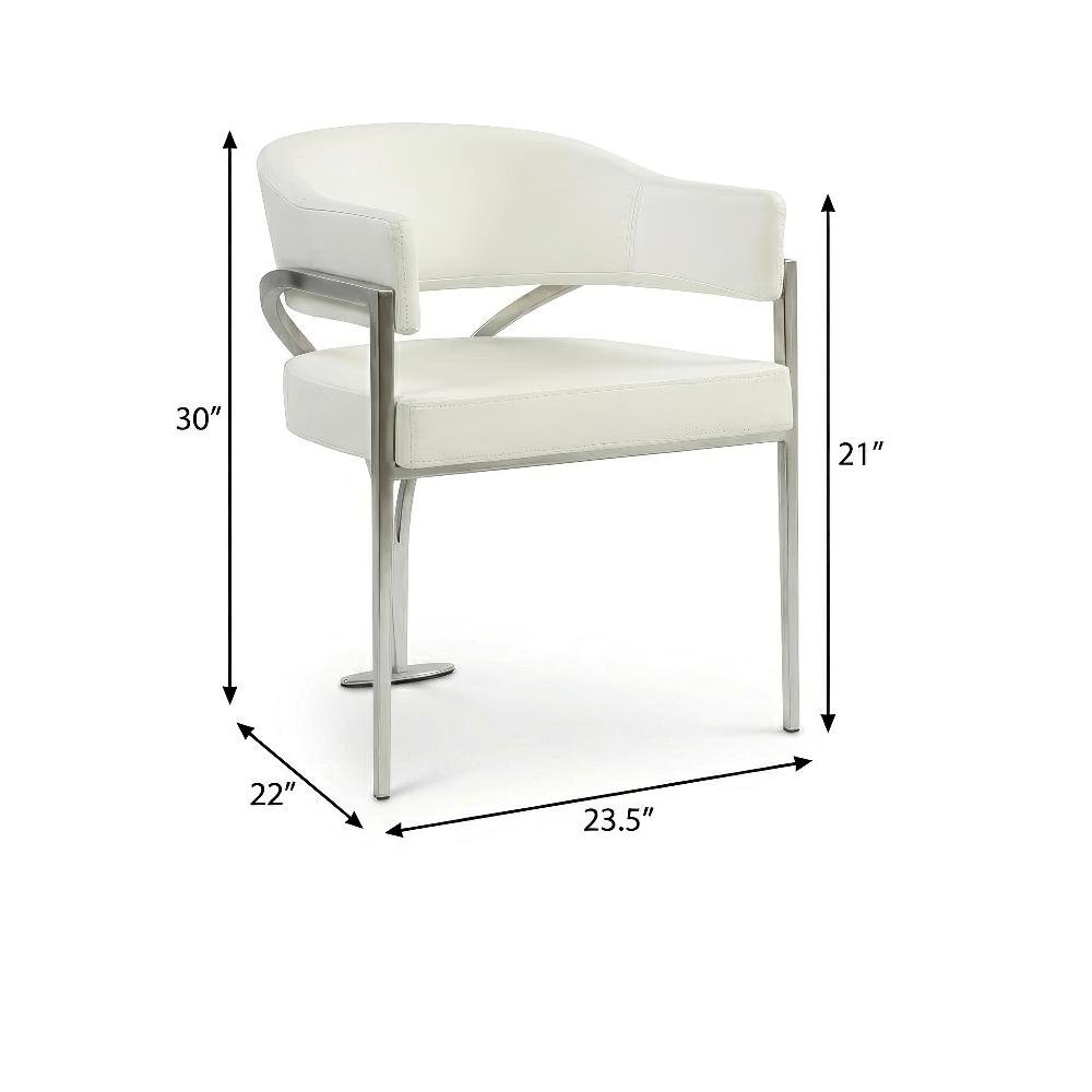 Silver Vegan Leather Dining Chair Set of 2 with Contemporary Design