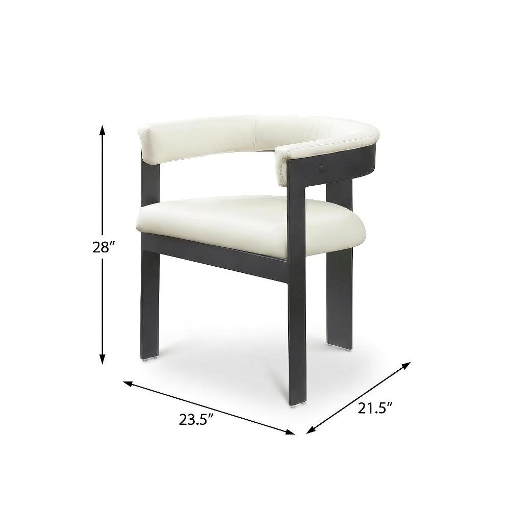 Matte Black Powder Coating Dining Chair Set of 2 with Vegan Leather Seats